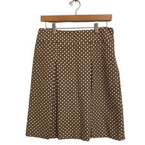 Talbots Brown and Gold Geometric Print Pleat Skirt Size 6